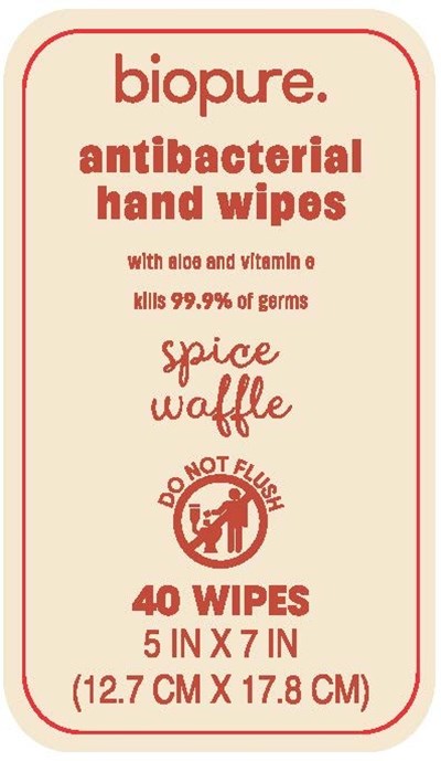 Antibacterial Wipes (Biopure Antibacterial Wipe Spice Waffle Label2)